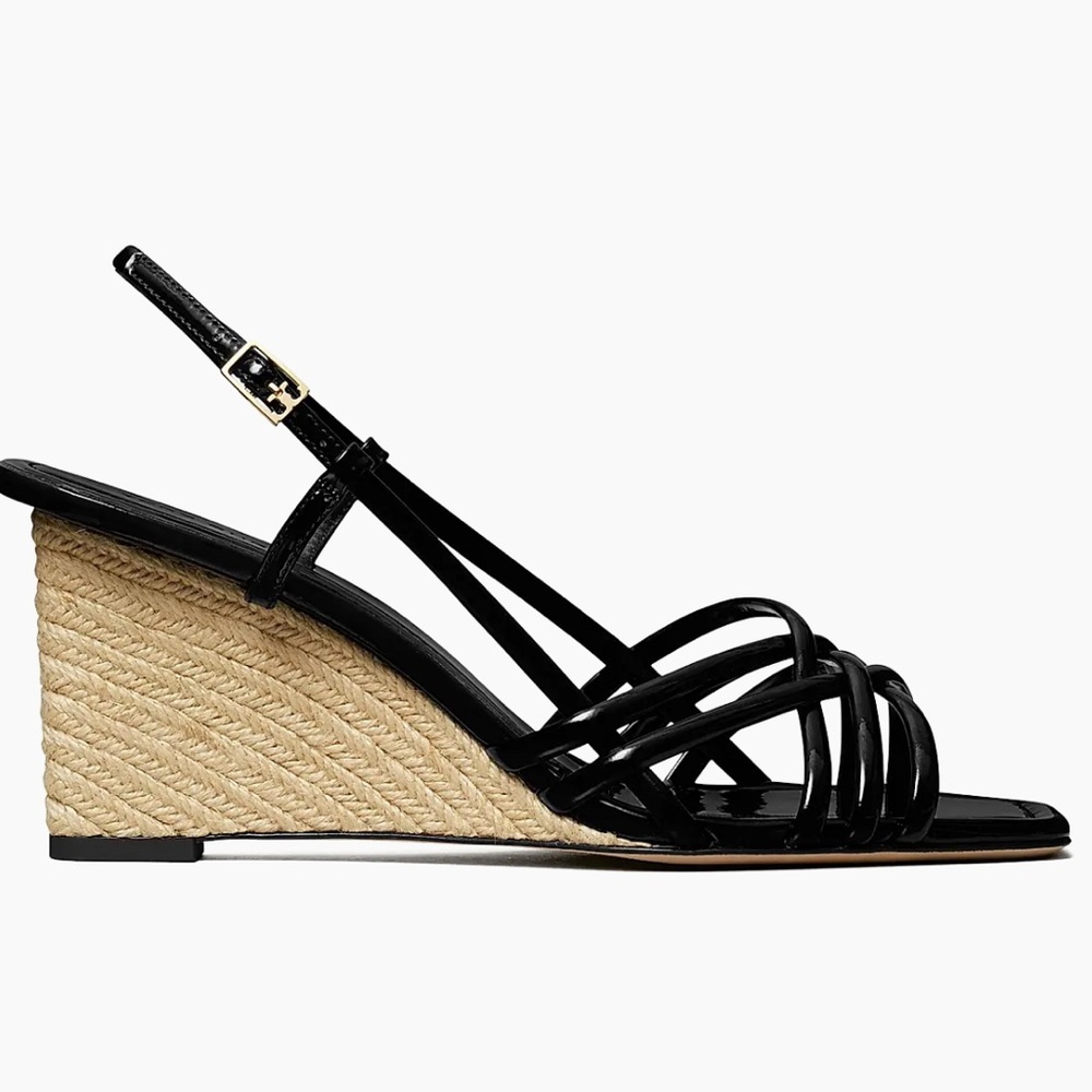 Tory Burch Multi Strap 75MM Wedge Sandals in Black